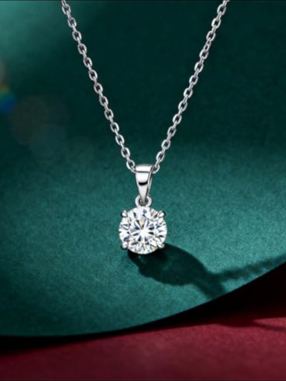 14k White Gold  2CT Moissanite Pendant Necklace 925 Sterling Silver